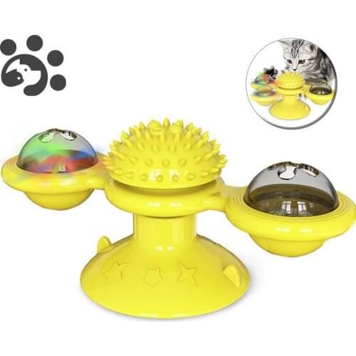 Interactive Windmill Cat Toy Interactive Electric Ball Toys for Cats Kitty Pet Turntable Cat Glowing Ball Toy Cat Scratcher Toys