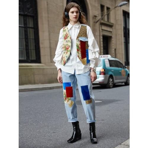 IRINACH332 Spring Summer 2021 Original Design New Arrivals Vintage Patchwork V Neck Short Vest Women