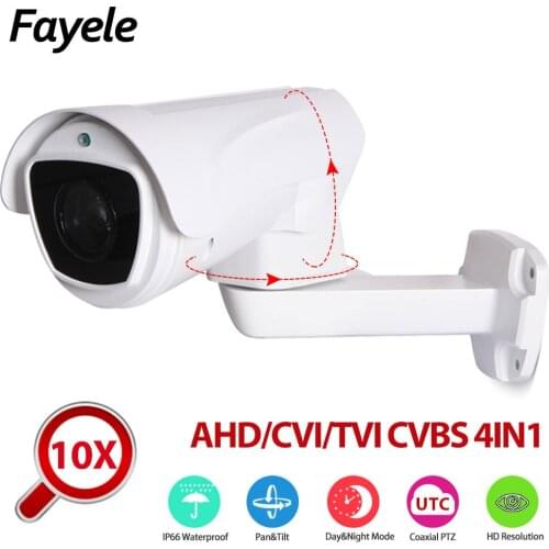 Security AHD 1080P PTZ Camera CVI TVI CVBS 4IN1 2mp Pan Tilt 10X Zoom CCTV Surveillance Bullet Pan Tilt Camera IP66 IR 100M
