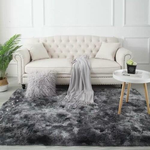 Carpet Bedroom Living Room Carpet Large Carpet Long Hair Tie-Dyed Gradient Carpet Bedroom Living Room Bedside Washable