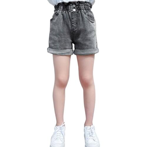 Girls Summer Jeans Cuffs Girl Child Short Jeans Ruffles Childrens Jeans High Waist Childrens Clothing