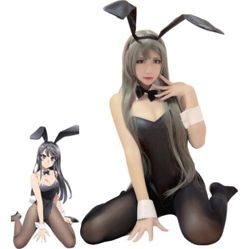 Mai Sakurajima Cosplay Costume Seishun Buta Yarou wa Bunny Girl Sexy Jumpsuit Black Suit Halloween Carnival Uniforms Custom Made