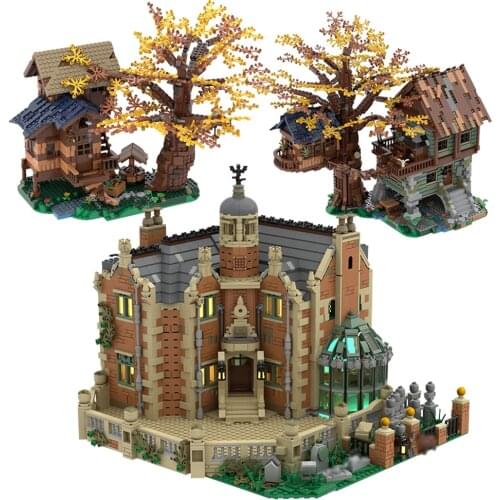 The Haunted Manor Model Lonely Hut Tree House Building Blocks Architecture Villa Collection MOC Bricks Toys for Children Gifts