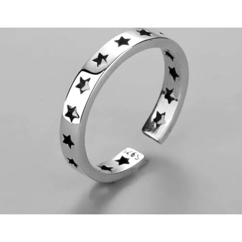 925 Sterling Silver Vintage Hollow Star Ring For Women High Quality Handmade Romantic Fashion Couple Jewelry jz222