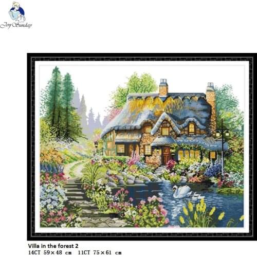 Villa in the Forest Aida Cross Stitch kits DMC Cotton Thread DIY Handwork Craft Fabric 14CT and 11CT Embroidery Accessory Tools