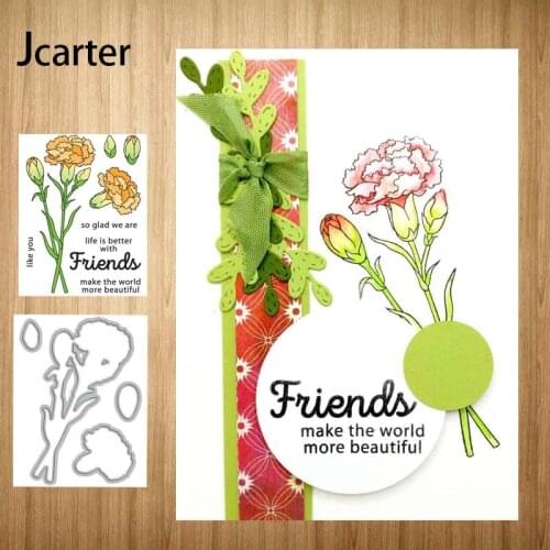 New Design Flower Friends Letters Metal Cutting Dies and Clear Stamps Craft Stencil Scrapbooking Album Paper Make Template Decor