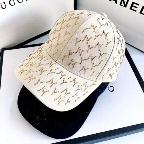 New Luxury Rhinestone Baseball Cap Fashion Cotton Bling Cap Snapback Hip Hop Cap UV Protection Hat Womens Sun Hat