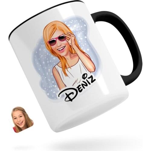 Personalized Women 'S Caricature Of Black Mug Bardak-18