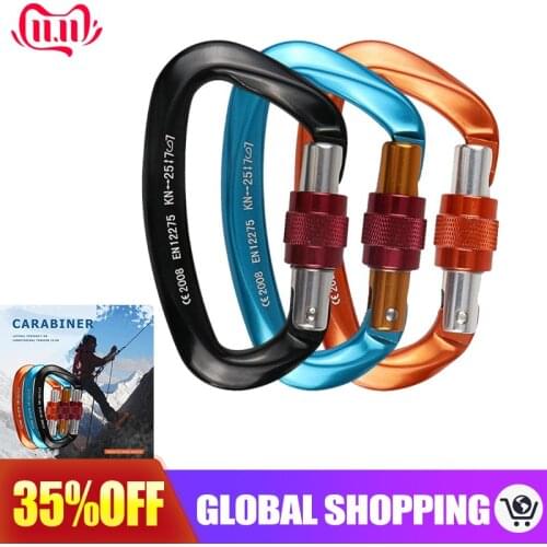 25KN Professional Climbing Carabiner D Shape Aviation Aluminum Safety Lock Outdoor Ascend Mountaineering Equipment