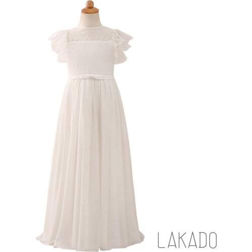 Cap Sleeves Simple Flower Girl Dress Kids Formal Dress 3-14 Years