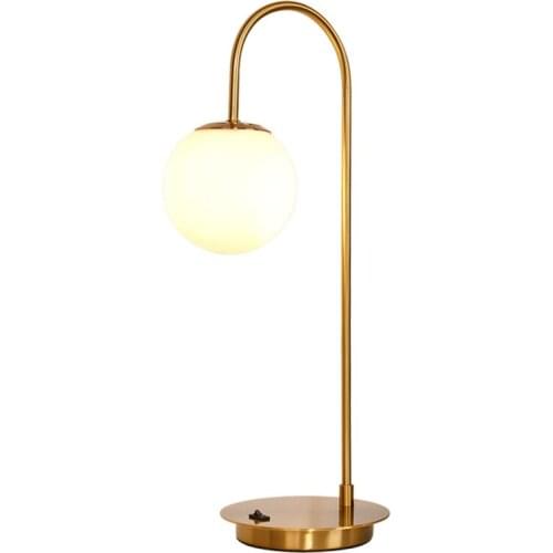 Nordic Iron Table Lamp Golden Black Light Luxury Living Room Study Post Modern Minimalist Glass Ball Bedroom Bedside Lighting