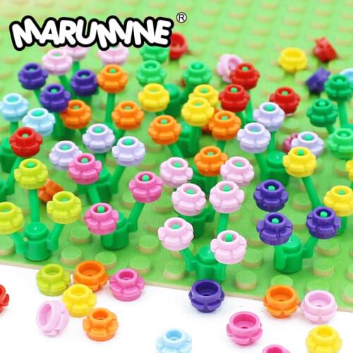 Marumine 100PCS MOC Blocks Flower Tree Parts Compatible with 24866 Classic City Building Bricks Construction Accessories Toys