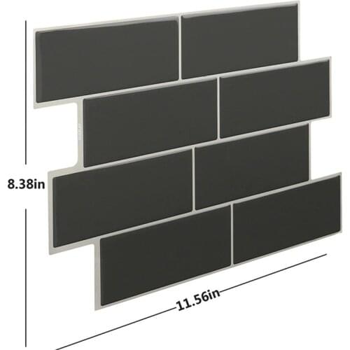 Vividtiles Grey brick Vinyl Tile Peel and stick Self Adhesive Wall decal Sticker DIY Kitchen Bathroom Decor Wallpaper- 1 Sheet