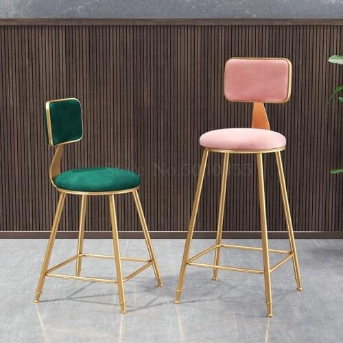 High chair dining chair Nordic casual tea shop bar chair net red coffee light luxury stool back dressing table bar chair