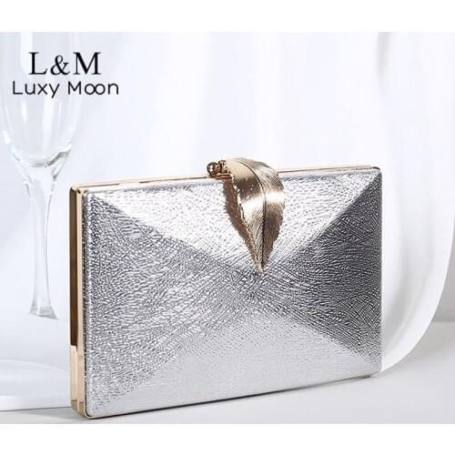 Womens Wedding Clutch Bag Gold Purse Ladies Handbag Party Purse and Handbags Bridal Metal Leaf Lock Women Evening Bags New X3R