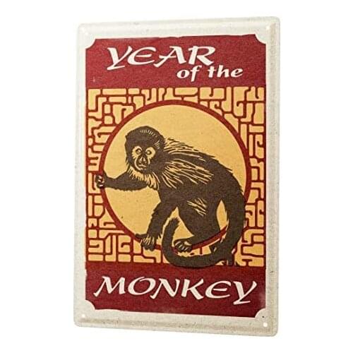 Tin Sign Decor Plaques Zodiac Year Monkey China