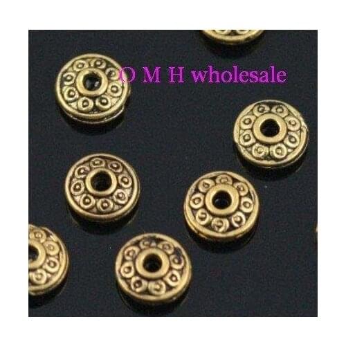 OMH wholesale Free ship 20pcs golden bicone spacer beads Jewelry metal beads 8.5x5mm ZL523