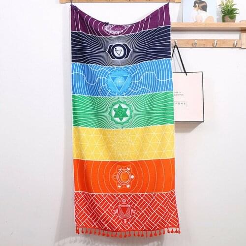 1Pcs Summer Tassels Wall Mandala Wall Tapestry Rainbow Stripes Grassland Yoga Beach Mat