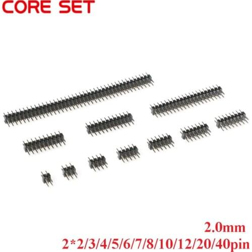 10Pcs/lot Pitch 2.0mm 2.0 Double Row Male 2-40Pin Breakaway PCB Board Pin Header Connector Strip 2*2/3/4/5/6/7/8/10/12/20/40Pin