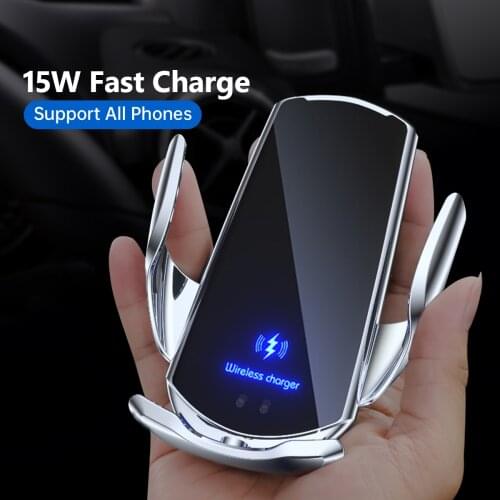 15W QI Wireless Charger Car Mount for Air Vent Mount Car Phone Holder for Samsung S21 S20 S10 Intelligent Infrared Car Charger