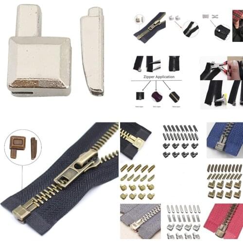 20Pcs #5 Metal Zippers Latch Slider Retainer Bottom Stops Insertion Pin