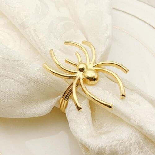 6Pcs/Set Spider Shape Napkin Ring Exquisite Festive Alloy Waterproof Napkin Ring for Halloween Napkin Holder Gifts