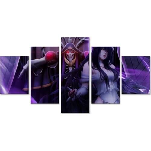 Ainz Ooal Gown Albedo Overlord Home Decor Canvas Painting 5 Pieces Wall Art Modular For Living Room Pictures Poster