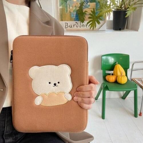 White Bear Case Laptop Storage Bag for Mac Ipad Pro 11 13 15Inch Sleeve Inner Bag for Girls Student Computer Protective Cover