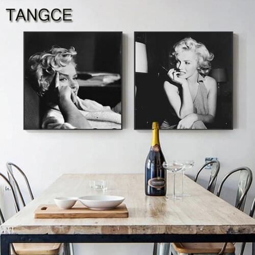 Black and White Marilyn Monroe Canvas Art Fashion Posters and Prints Wall Pictures for Living Room Cuadros Decoracion Dormitorio