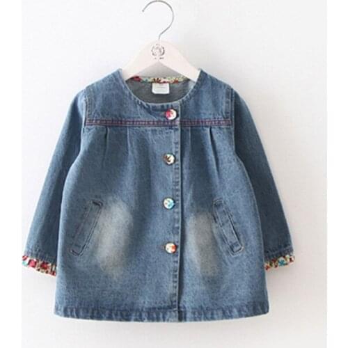 Childrens Denim Jackets 2020 Spring Autumn New Kids Casual Cowboy Coats 3 4 5 6 7 8 Years Baby Girls Floral Stitching Jackets