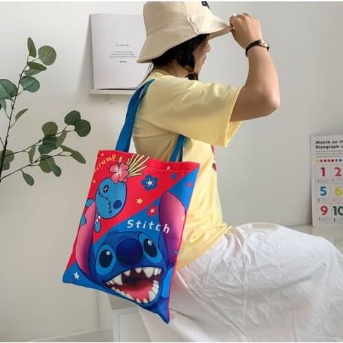 Disney Mickey Anime Handbags Shoulder Bags Casual Shopping Girls Handbag Women Elegant Canvas Bag