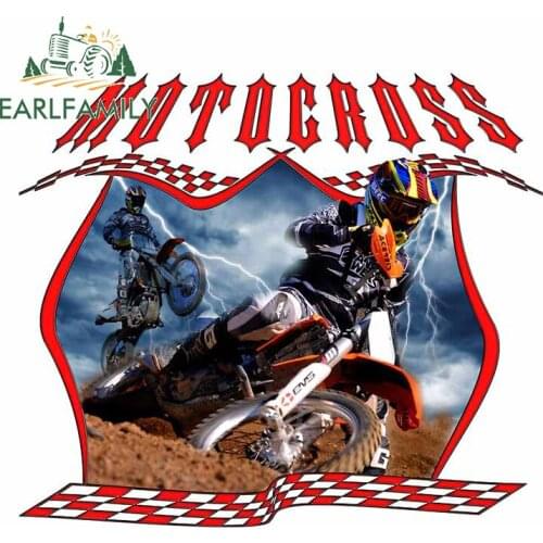 EARLFAMILY 13cm x 11.5cm for Motocross Rider Racing Through Car Sticker Fine Creative Decoration Graffiti Stickers Vinyl Decal