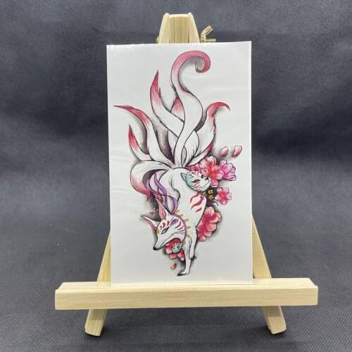 Colorful Nine-Tailed Fox Temporary Tattoo Stickers For Men Women Arm Body Art Animal Waterproof Fake Tattos Flash Decals Tatoos