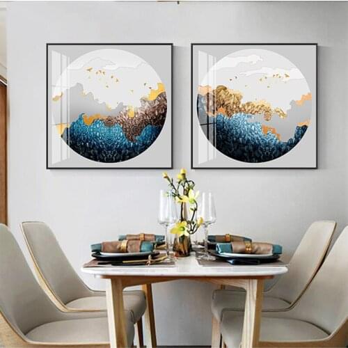 Creative Abstract Landscape mountain golden birds modern decorative Painting Canvas Wall Art Poster for Home hotel office decor