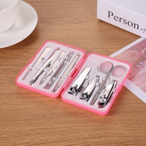 10pcs Portable Nail Cutter Cuticle Pusher Beak Pliers with Storage Case Stainless Steel Dead Skin Remover Tools Kit