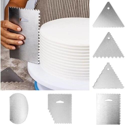 Stainless Steel Polygon Cake Cream Scraper Baking Tool Cake Decorating Tool Serrated Edge Pastry Tools Accessories