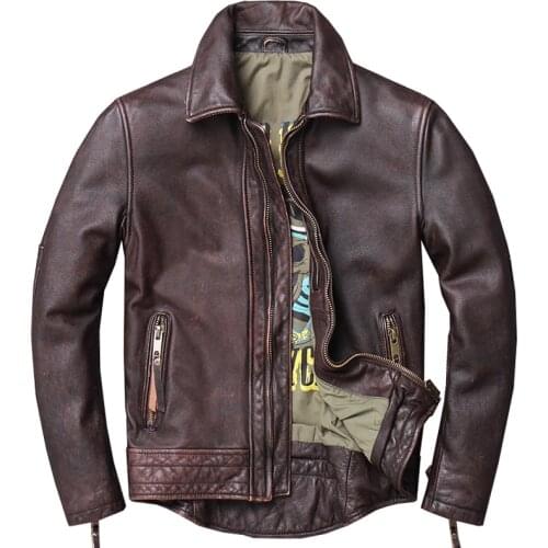 5XL Bomber Jacket Coats For Men Genuine Leather Jackets High Street Automotive Mens Real Cow Leather Coat Jackets Winter Clothes