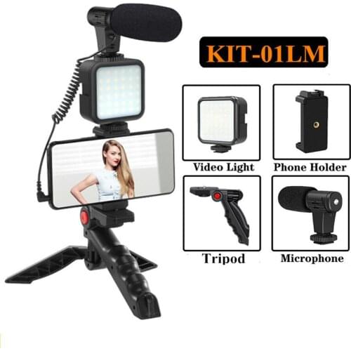 New Professional Vlogging Video Shooting Kits with Mini Tripod Bluetooth Selfie Control for SLR Camera Smartphone Recording
