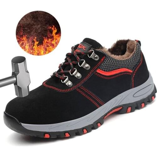 Hunting Labor Shoe Men Anti-smash Site Safty Shoes Welders Wear-Resistant Work Shoe High Help Old Bao Winter Velvet Hiking Shoes