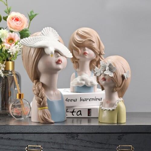 SIMPLE ART LUXURY RESIN GIRL DECORATION LIVING ROOM BEDROOM STUDY CHARACTER SCULPTURE PLACEMENT DECORATION WEDDING BIRTHDAY GIFT