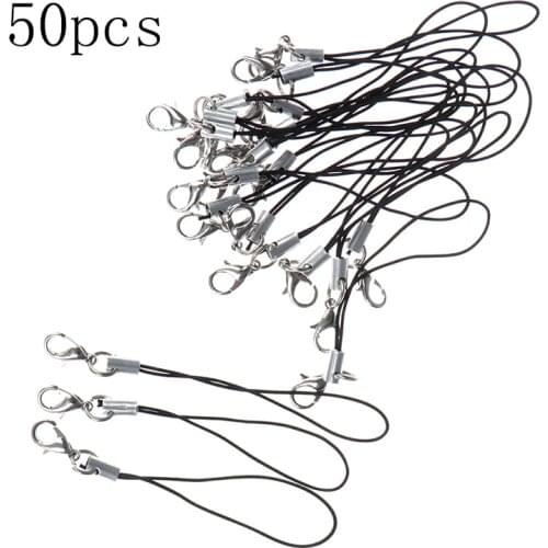 50pcs Lanyard Lariat Strap Cords Lobster Clasp Rope Keychains Hooks Mobile Phone Set Charms Keyring Bag Accessories Key Ring