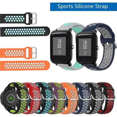 20mm 22mm Sport Silicone Breathable Strap For Huami Amazfit Bip Lite S U for Amazfit GTS 2 /GTS2 mini Replacement Watchbands