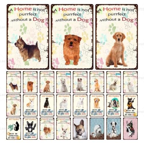 Retro Iron Painting Decorative Cat And Dog Wrought Personality Bar Poster Metal Signboard Iron Sheet Pet Shop Home Wall Decor