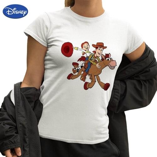 Disney Toy Story Women Clothes Woody Printed T Shirts Creative Art England Style Design Summer Tops Popular Coo O-Neck T-Shirt