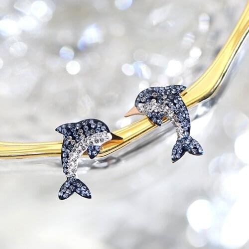 YUN RUO 2018 New Fashion Tassel Zircon CZ Dauphin Stud Earring Rose Gold Color Woman Gift Titanium Steel Fine Jewelry Never Fade