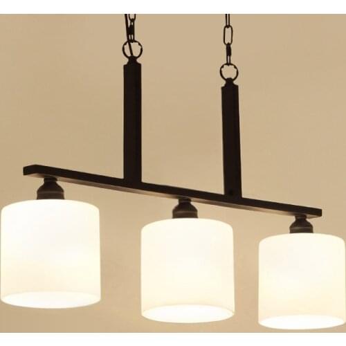 Modern Simple Wrought Iron Pendant Light 3 Lights American Village Glass Lampshade Hanging Lamp Fixture For Dining Room PL647
