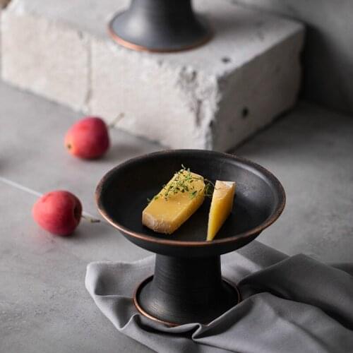 Vintage Round Iron High Stand Plate Metal Cake Dessert Storage Tray Ruffle Rim Fruit Bread Nut Plat Home Desktop Decor WJB40810