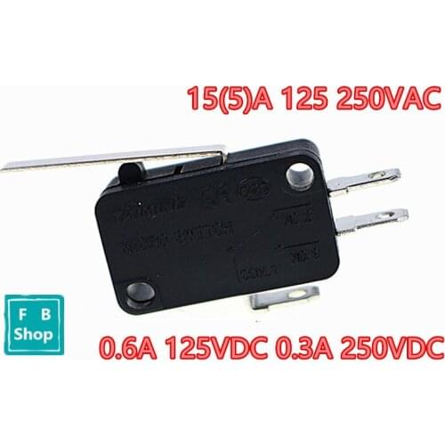 Top Quality 10pcs 15/5 A 125 250VAC Black Long Handle Mininature Microswitch