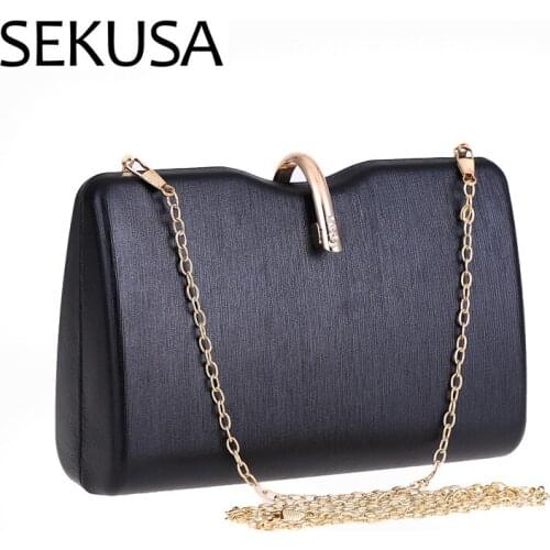 SEKUSA New arrival Pu fashion lady evening bags with luxury 2020 women clutch purse shoulder chain female handbags
