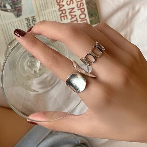 Minimalist Aesthetic Width Rings for Women Fashion Hollow Geometric Handmade Adjustable Party Jewelry Gift Accessories Wholesale